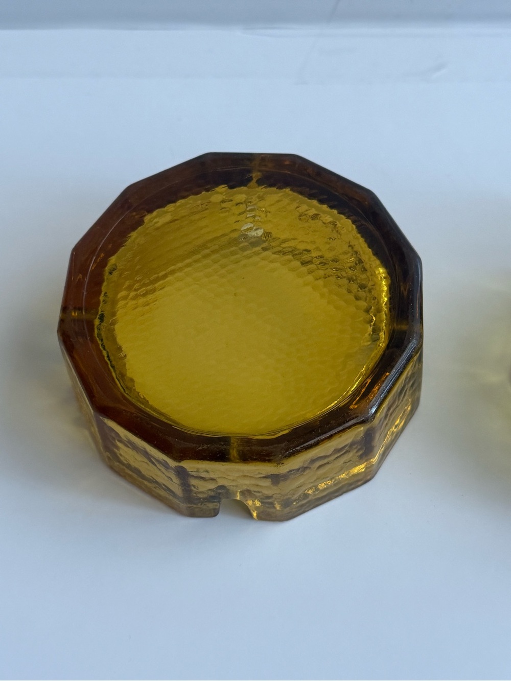 Vintage Blenko MCM Amber Art Glass Ashtray Mid Century Decor Pebbled 4 Notch Set - Picture 7 of 9